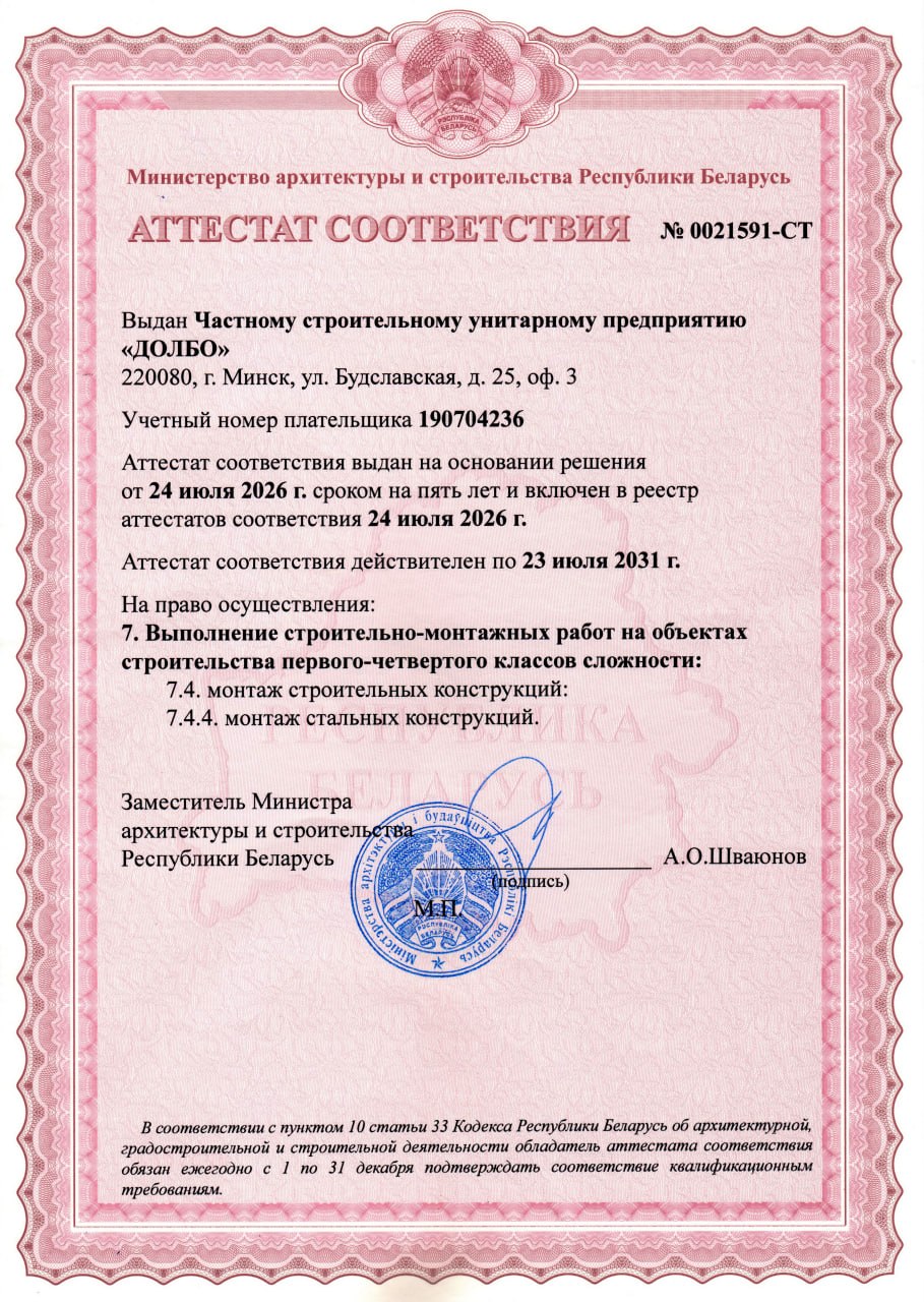 Разрешительные документы ЧCУП ДОЛБО и ИП Гимбицкий И.А.